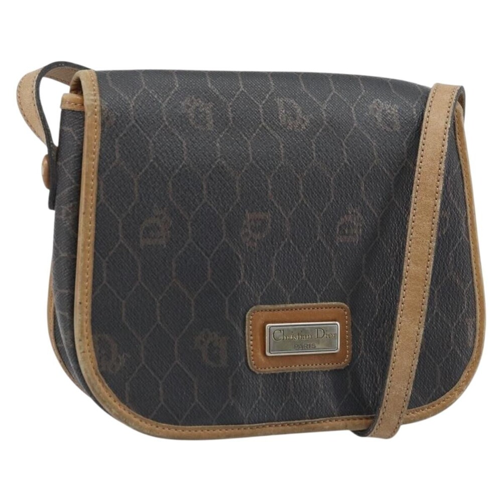 Christian Dior Vintage Honeycomb Flap Canvas and Leather